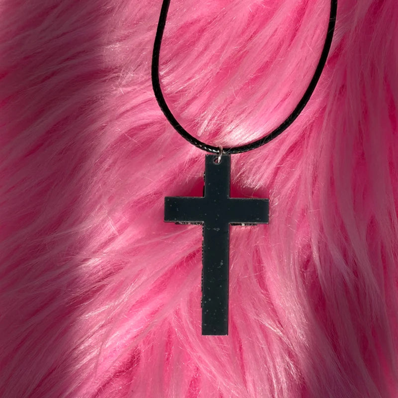 Punk Jewelry Rivet Cross Pendant Necklace for Women Cool Accessories Grunge Rock Fashion 90s Aesthetic Necklace Goth Quick Pick Grocers