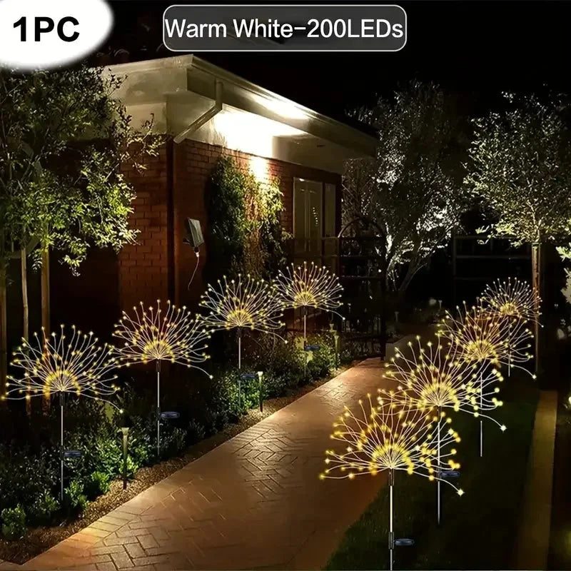 NEW 200LEDs Solar Fireworks Lights Outdoor Waterproof Solar Garden Lights 8 Lighting Modes With Remote Control Decorations Light Econic Blanks
