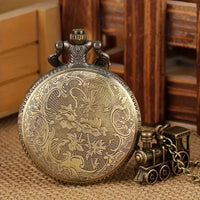 Vintage Bronze Train Locomotive Steampunk Quartz Pocket Watch Necklace Pendant with Chain Best Gift for Men Women reloj bolsillo Quick Pick Grocers