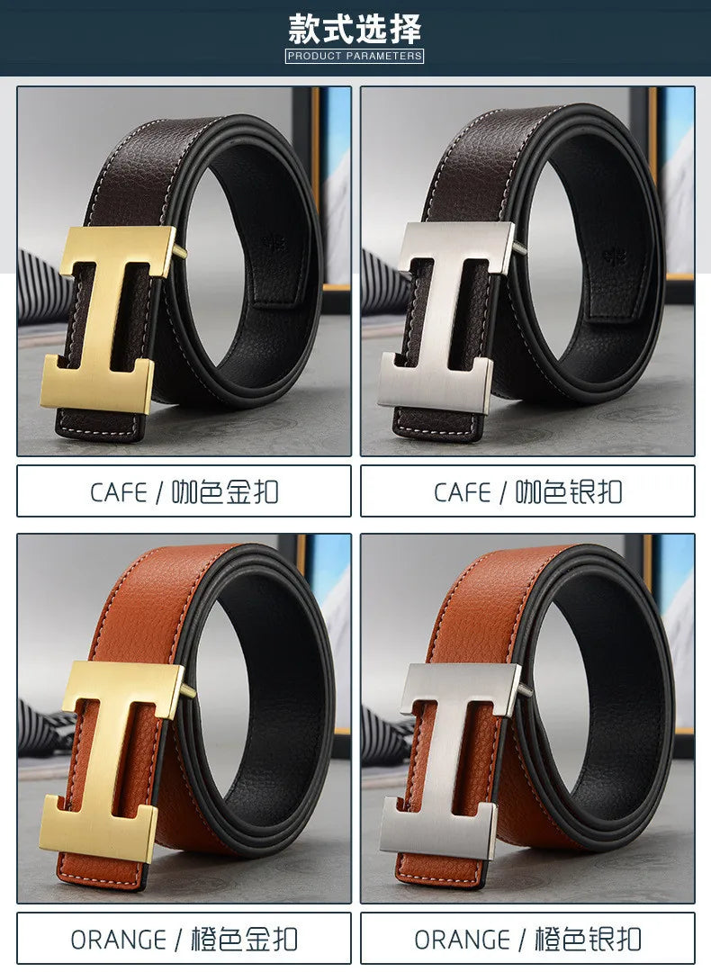 Width 3.8cm Famous Brand Belt Men Top Quality Genuine Luxury Leather Belts for Men Strap Metal Belt Fashion Women's Belt jeans Quick Pick Grocers