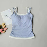 Yoga Tank Top, One-piece Mock Two-piece Sports Tank Top With Push-up Bra Pads, Breathable Quick-Drying Workout Fitness Wear Quick Pick Grocers