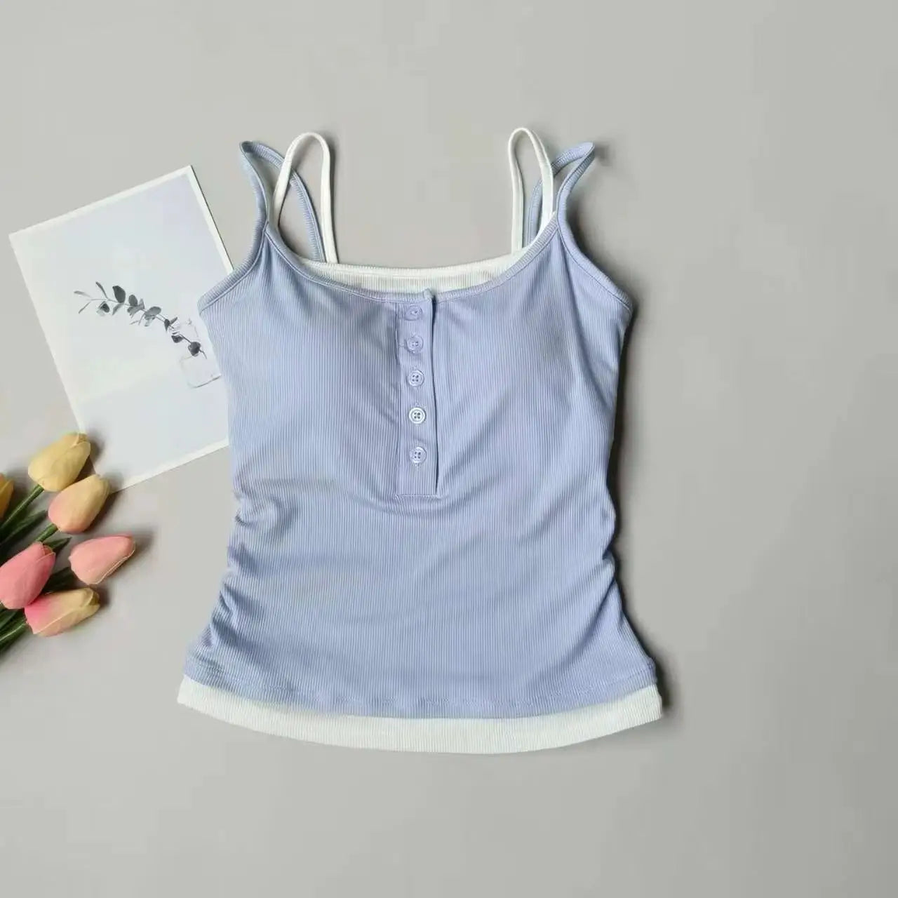 Yoga Tank Top, One-piece Mock Two-piece Sports Tank Top With Push-up Bra Pads, Breathable Quick-Drying Workout Fitness Wear Quick Pick Grocers