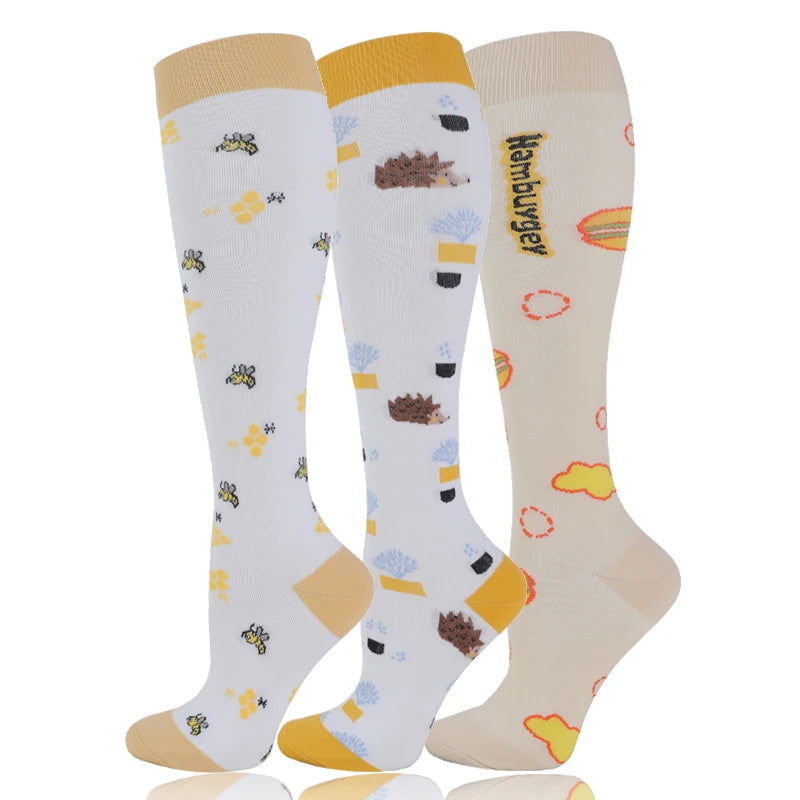 58 Styles 3 Pairs/Pack Compression Socks Knee High 30MmHg  Women Men Sports Socks Edema Diabetes Varicose Veins Running Socks Quick Pick Grocers