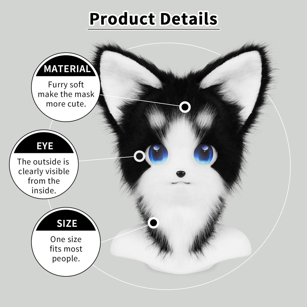 Animal Furry Fursuit Head Mask Plush Cat Fox Mask Costume Props for Halloween Cosplay Party Quick Pick Grocers