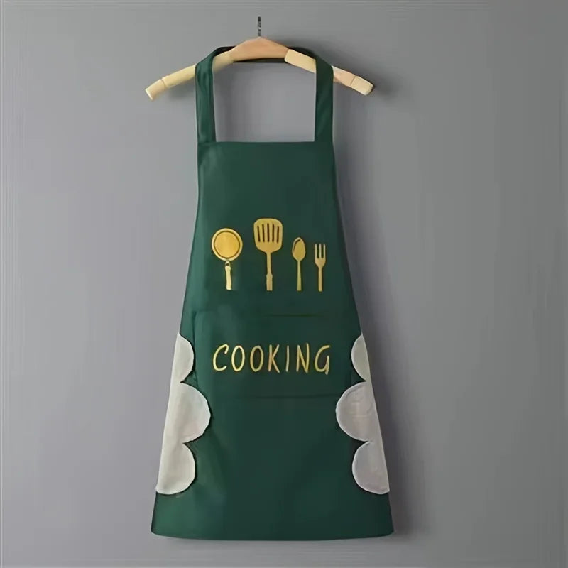 Stylish 1pc Kitchen Apron Unisex Adjustable Cooking Apron Solid Color Household Apron with Pocket for Adults Kitchen Supplies Econic Blanks