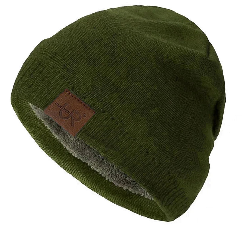 Unisex URGENTMAN Labal Winter Hats Solid Color Knitted Hats For Men And Women Beanie Cap Outdoor Add Fur Lining Warm Sports Hats Purest Peak