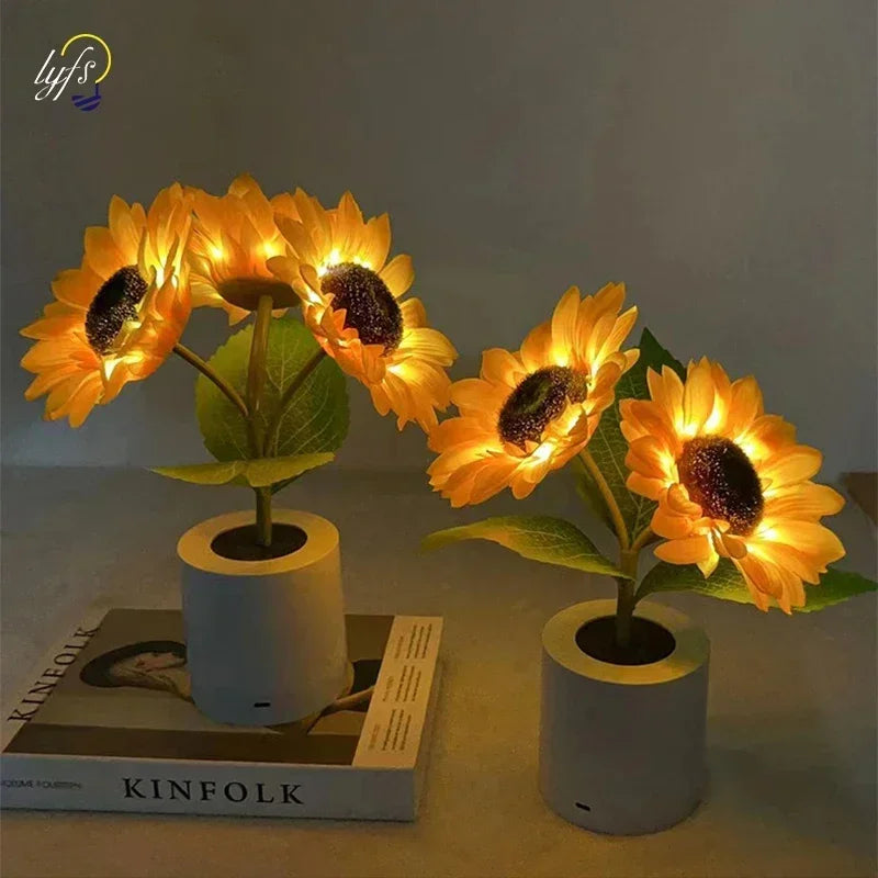 3 LED Night Light Rechargeable Sunflower Lights Interior Lighting Bedroom Bedside Desktop Decoration Table Lamp Night Lamps Quick Pick Grocers
