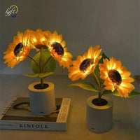 3 LED Night Light Rechargeable Sunflower Lights Interior Lighting Bedroom Bedside Desktop Decoration Table Lamp Night Lamps Quick Pick Grocers