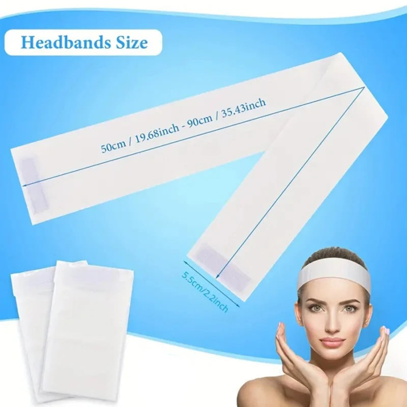 100/50/10pcs Disposable Spa Headbands Elastic Non-Woven Fabric Hair Bands for Women Makeup Soft Skin Care Esthetician Supplies Quick Pick Grocers
