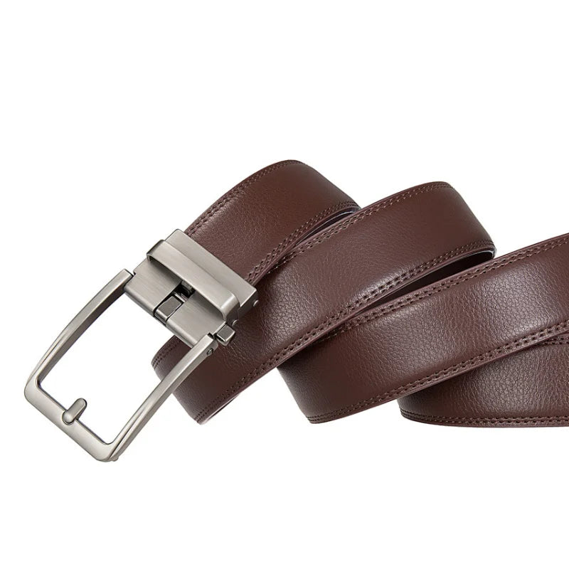 Men's Leather Belts Fashion Automatic Buckle Cowskin Male Belts Luxury Designer Black Brown 3.5cm Quick Pick Grocers