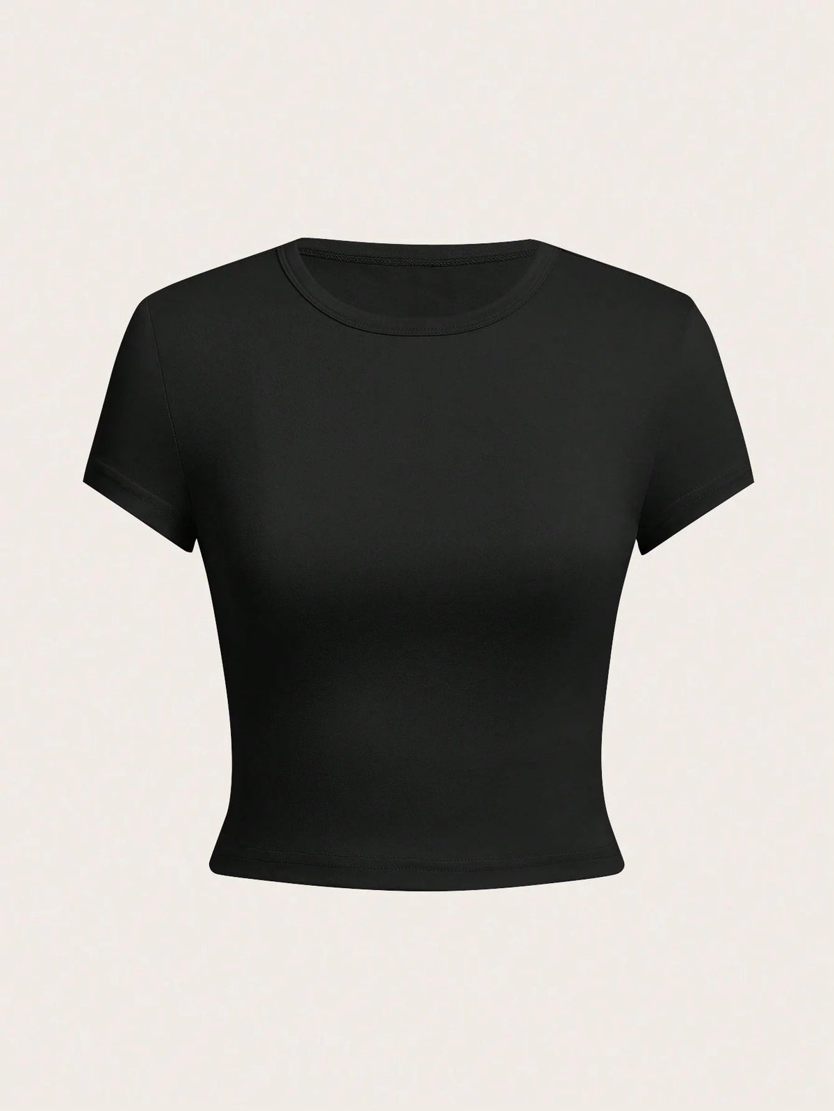 4 pieces Solid color basic short sleeved tight fitting T-shirt for women's casual summer minimalist women's style top O-neck Quick Pick Grocers