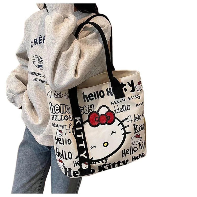 Sanrio Hello Kitty Large Capacity Shoulder Bag Cartoon Kt Cat Handbag Y2K Backpack Schoolbag Holiday Birthday Halloween Gifts Quick Pick Grocers
