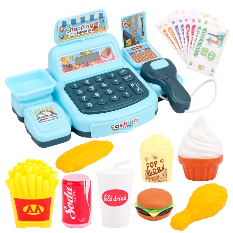 Simulation Shopping Cash House Toys Electronic Game Lighting And Sound Effects Supermarket Cashier Toys Econic Blanks
