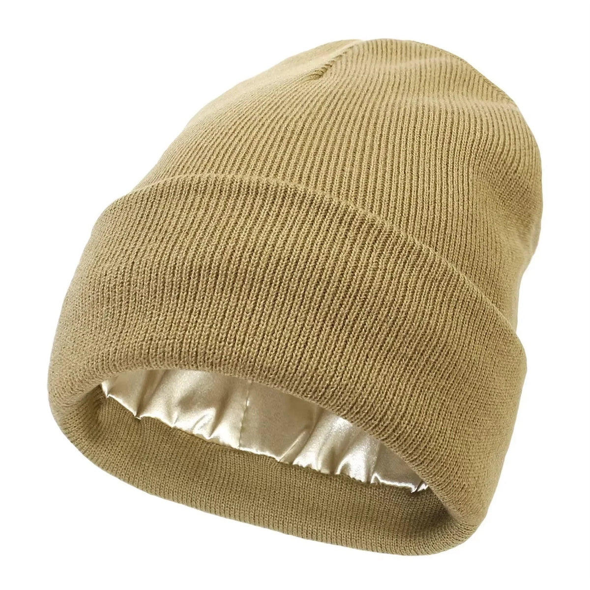 Unisex Satin Lined Beanie Hat For Women Winter Silk Lining Slouchy Warm Cuffed Skullies 2Layer Hair Cover Sleep Cap Quick Pick Grocers