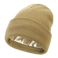Unisex Satin Lined Beanie Hat For Women Winter Silk Lining Slouchy Warm Cuffed Skullies 2Layer Hair Cover Sleep Cap Quick Pick Grocers