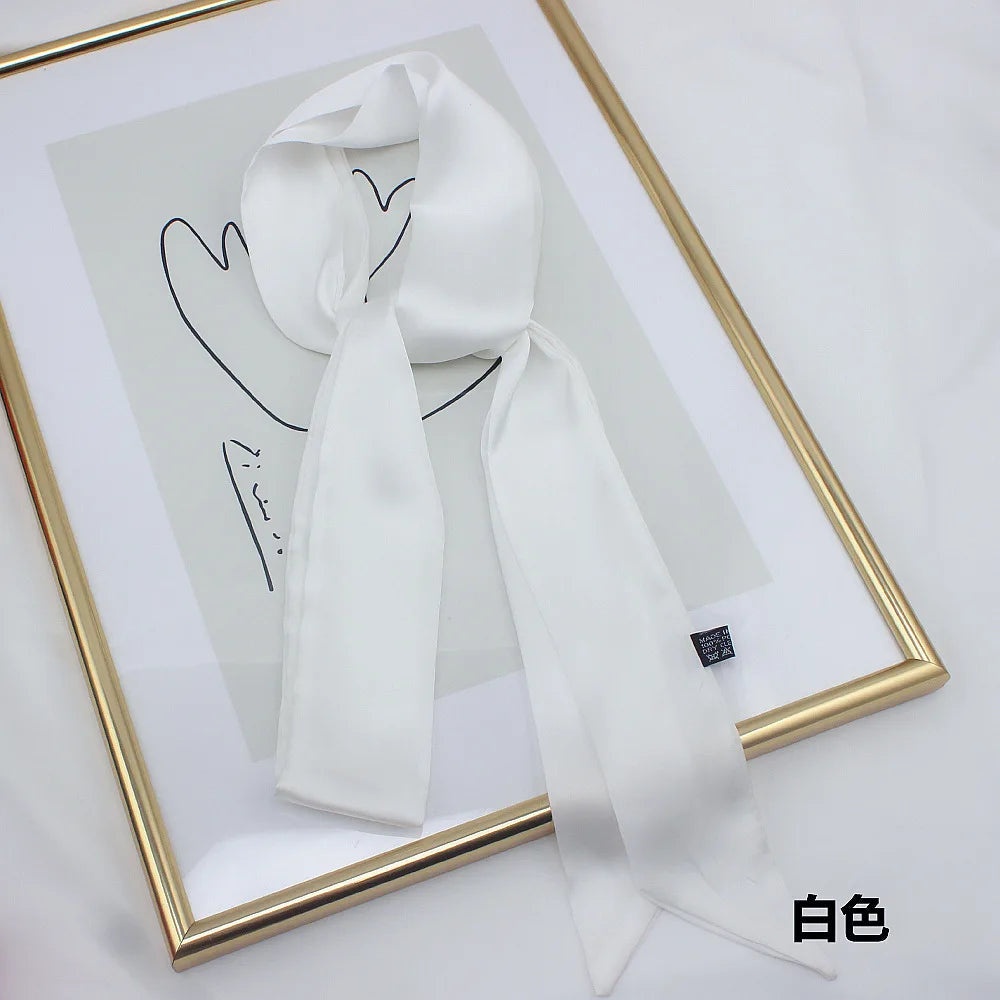 5x200cm Satin Silk Narrow Scarf Neckerchief Solid Neck Scarves Long Silk Thin Scarf Head Neck Hair Band Bag Ribbon Headbands DIY Quick Pick Grocers