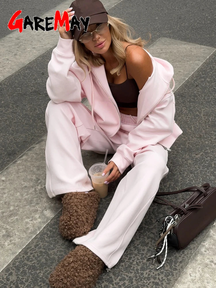 Beautiful Women's Tracksuits with A Zipper and A Hood Trousers Pink Two Piece Set Women Blue Classic Pant Sports Suit for Spring Quick Pick Grocers