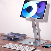 Aluminum Tablet Stand 360°Rotating Folding Adjustable Desk Holder Mount Riser for iPad Pro Air 4 Mini 12.9 4-14 Inch Xiaomi Tab Quick Pick Grocers