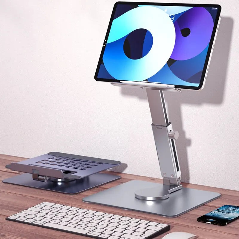 Aluminum Tablet Stand 360°Rotating Folding Adjustable Desk Holder Mount Riser for iPad Pro Air 4 Mini 12.9 4-14 Inch Xiaomi Tab Quick Pick Grocers