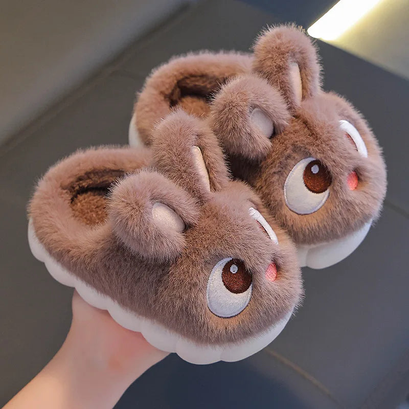 2024 New Cute Rabbit Children's Cartoon Winter Slippers Comfortable Warm House Shoes Boys Girls Indoor Home Fluffy Slippers Purest Peak