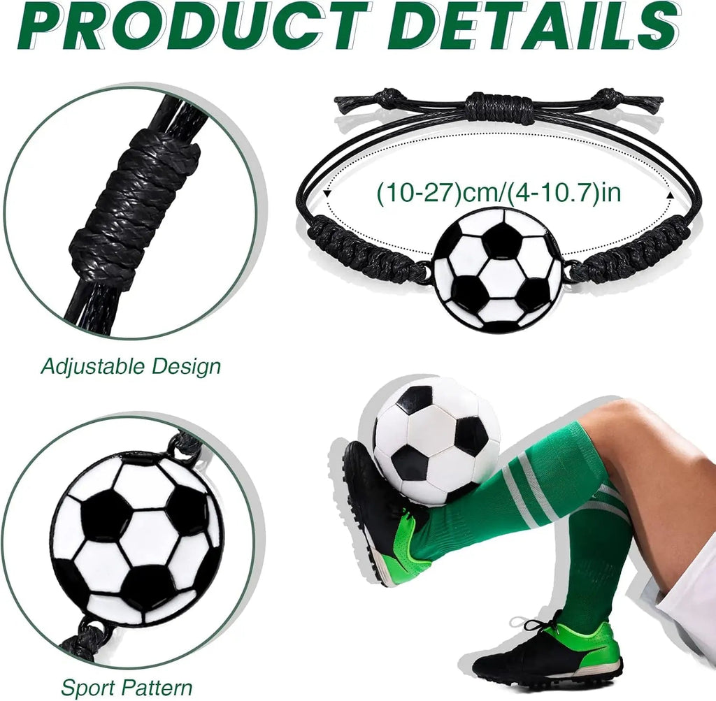 10-20Pcs Soccer Kids Bracelets Adjustable Charm Football Bracelet Sports Woven Cord Bracelets for Soccer Player Quick Pick Grocers