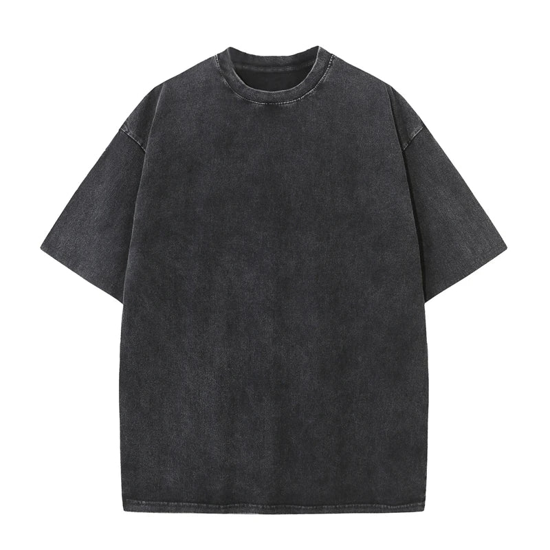 Men's Summer T-shirt 230G Heavy Cotton Vintage Washed T-Shirts Oversized Short Sleeve Loose Streetwear Short Sleeve Tops Tee Quick Pick Grocers
