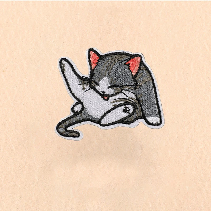 Cute Cartoon Cat patch Embroidery Patches on clothes Children's clothing Animal Interesting Embroidery Accessories Iron patch Quick Pick Grocers