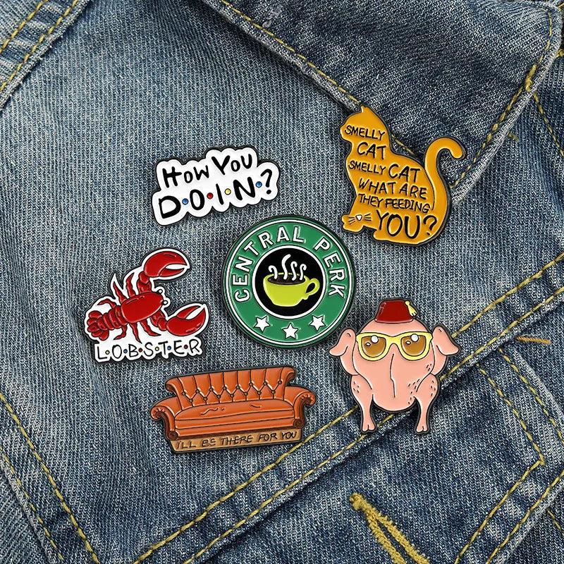 New Creative American TV Series Friends Pin Cartoon Cute Lobster Sofa Shaped Letter Pin Badge Quick Pick Grocers