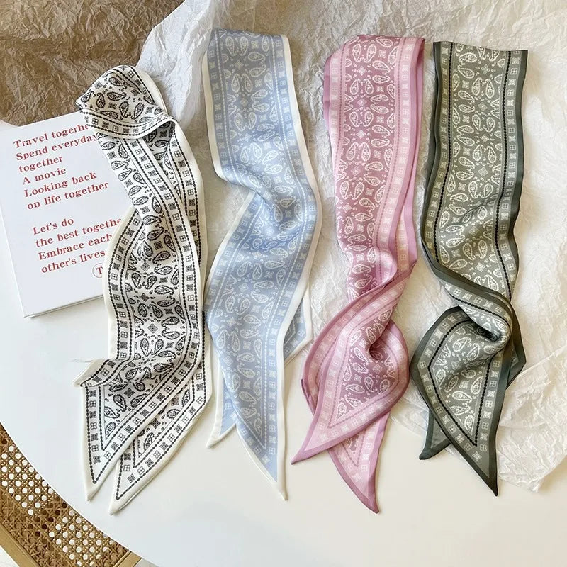 Cashew flower silk scarf, double-sided printed headband, ins decoration, versatile triangle scarf accessories Quick Pick Grocers