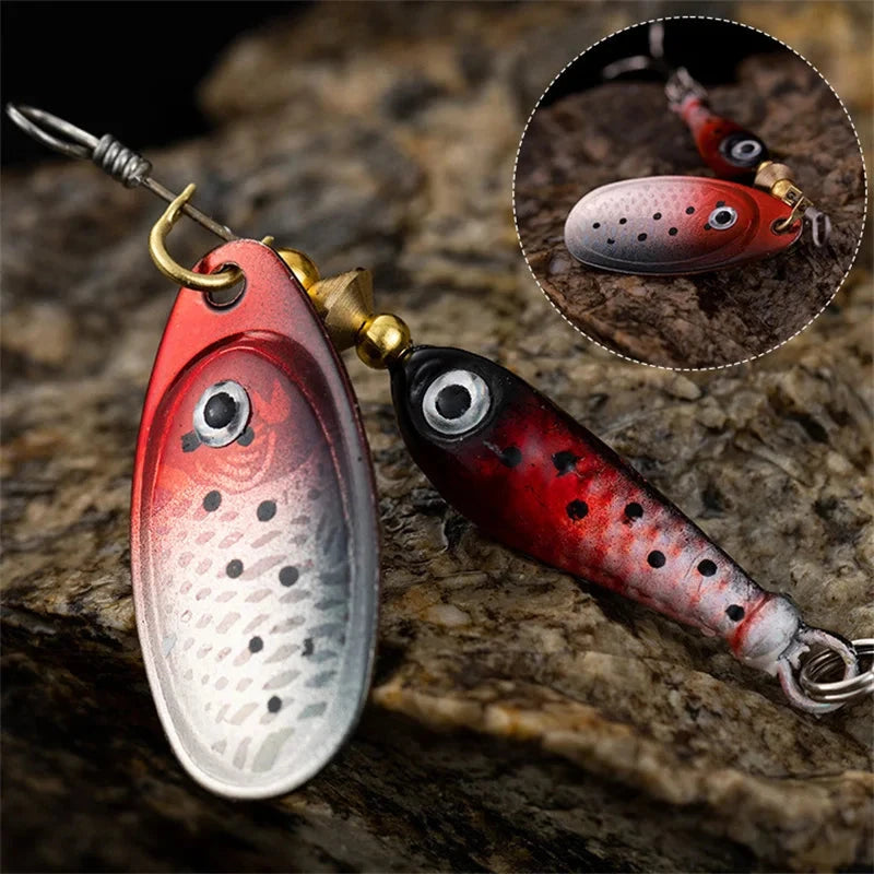 Rotating Metal Spinner Fishing Lures 9.1g 7cm Rotating Sequin Artificial Hard Baits Crap Bass Pike Treble Hook Fishing Tackle Econic Blanks