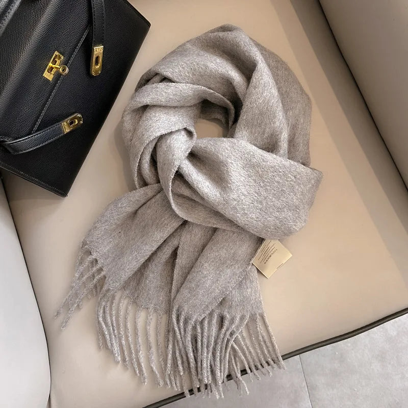 Winter Narrow Scarf 28 Color 100% Wool Scarf Hot Selling Solid Color Scarf Men's and Women's Universal Warm and Cold proof Scarf Quick Pick Grocers