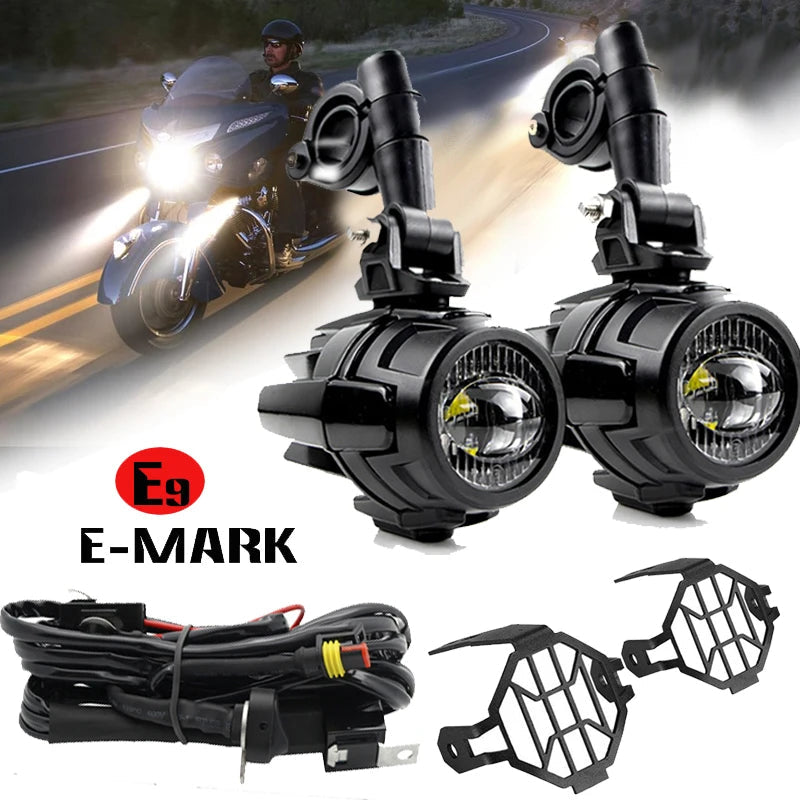 E9 Motorcycle LED Auxiliary Headlight Flipable Fog Light Protector For BMW R1200GS LC R1250GS Adventure R1250RT R1200RT R1250RS Quick Pick Grocers