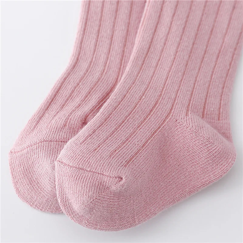 Lawadka 0-5Years Kids Boys Girls Socks Cotton Solid Striped Soft Baby Knee Long Children's Socks School Sport Baby Sock 12 Color Quick Pick Grocers