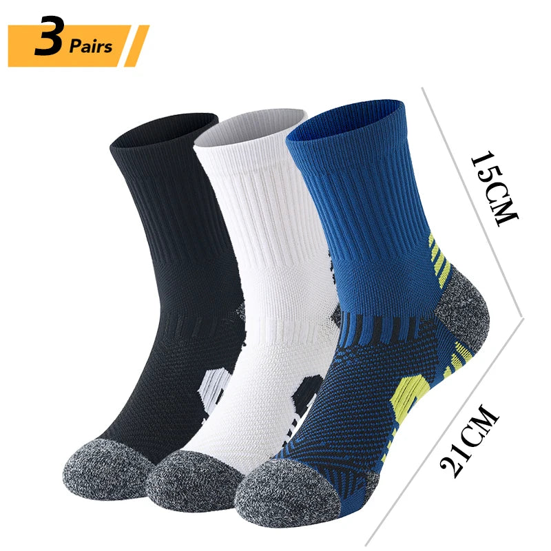 6/5/3 Pairs Men's Athletic Socks Sports Breathable Outdoor Running Compression Socks Cotton Training Long Black Stretch Socks Quick Pick Grocers