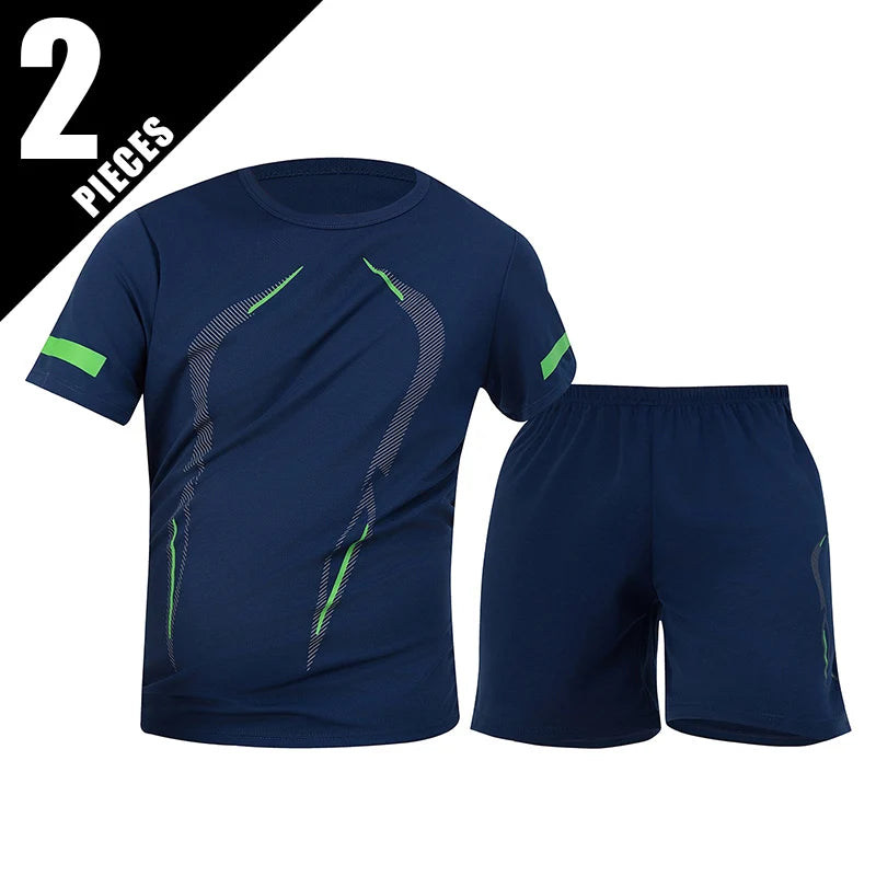 2/4/6 Pcs Plus Size Men's Quick-drying Short-sleeved Shorts Suit Men's Leisure Sports Running Fitness T-shirt Joker Shorts Teen Quick Pick Grocers