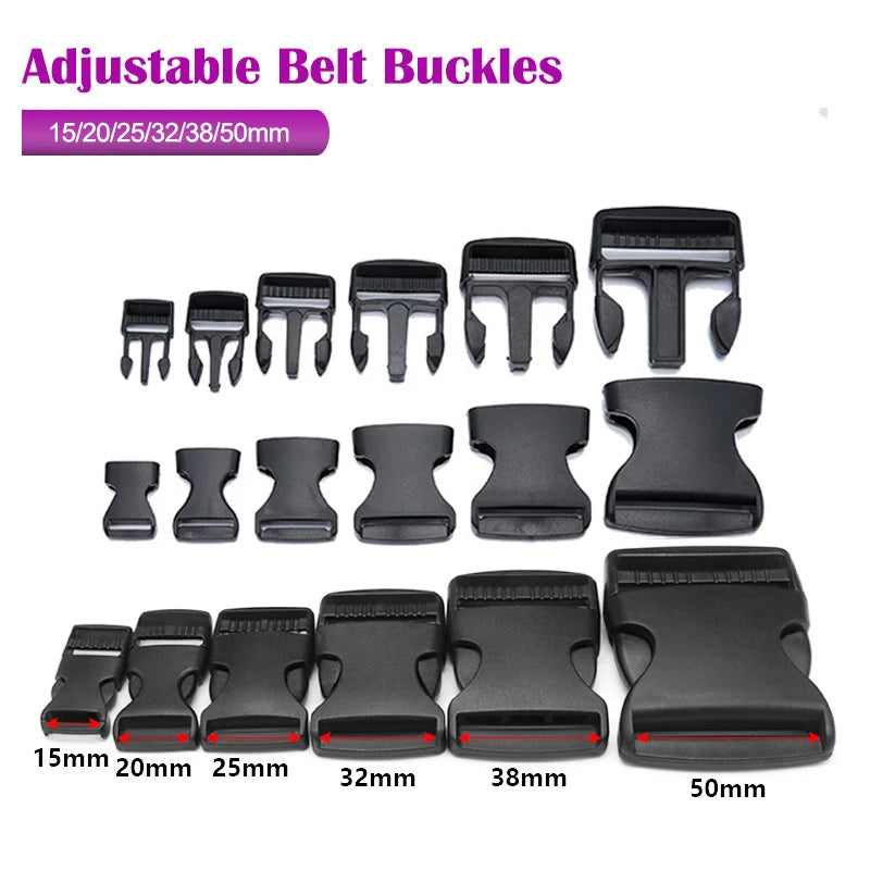 Adjustable Belt Buckles 15/20/25/32/38/50mm Plastic Hardware Dual Side Release Buckles Backpack Belt Bag Parts Strap Webbing Quick Pick Grocers