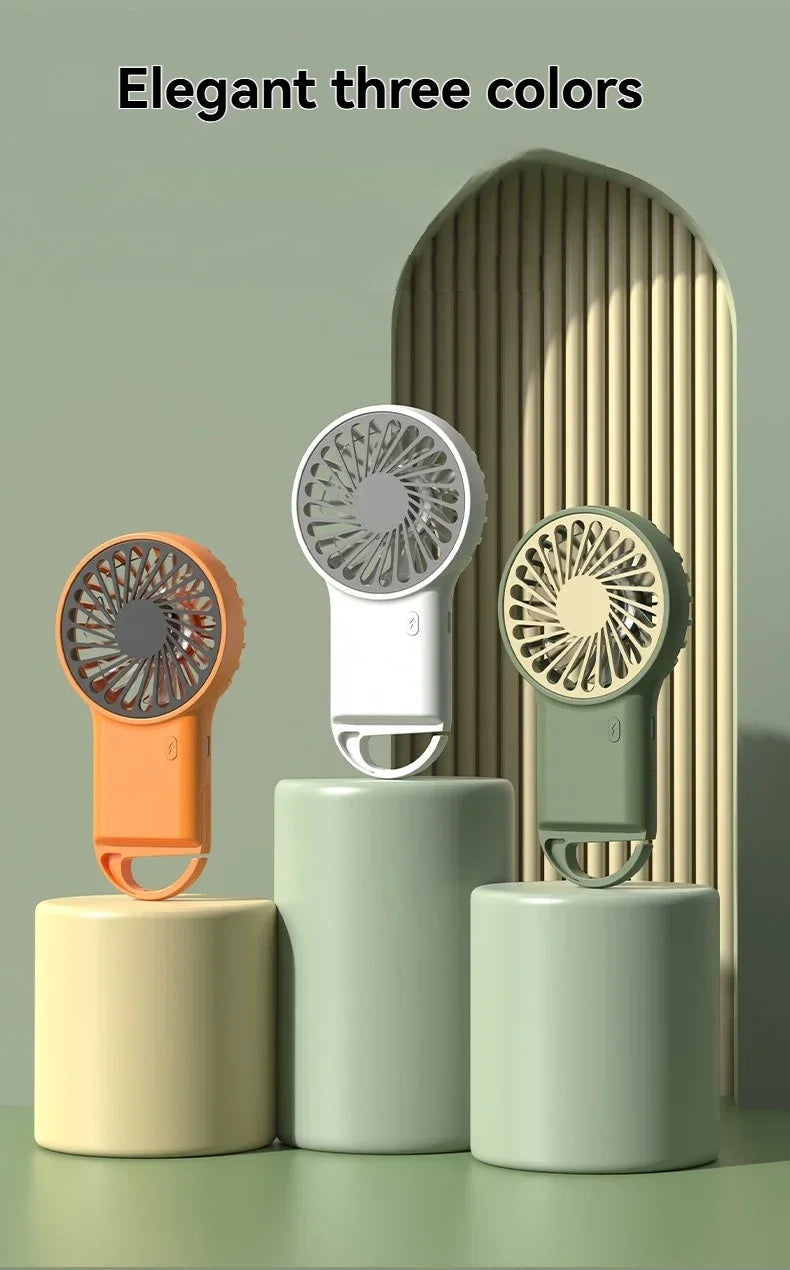 Cartoon Foldable Mini Fan USB Rechargeable Handheld Desktop Fan with Hook Portable Cooling Fan for Outdoor Travel Home Office Quick Pick Grocers