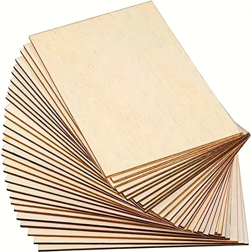 4Pcs/8pcs/15Pcs 6X4in/15X10cm Rectangle Unfinished Wood Sheets for Crafts House Aircraft Ship Boat Arts, DIY Wooden Econic Blanks
