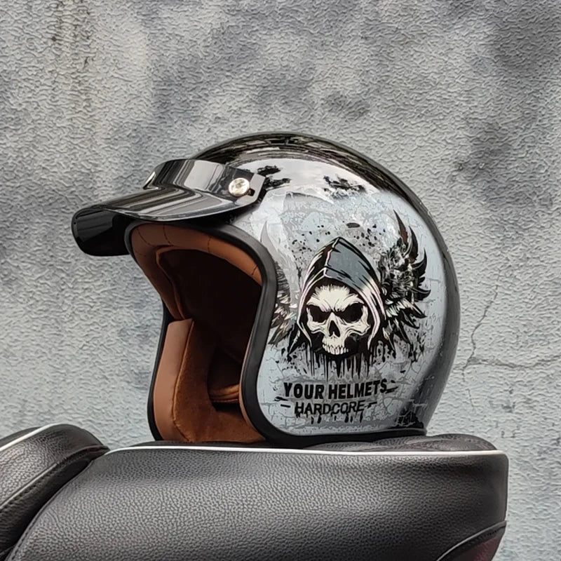 Retro semi-open motorcycle helmet cross-country motorcycle accessories motorcycle helmet 3/4 retro helmet in winter Quick Pick Grocers