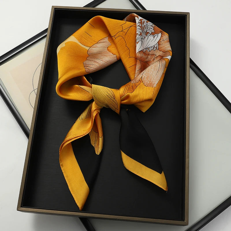 60Colors Luxury Scarf Women 70*70Cm Silk Feel Square Hair Wrapping Foulard Satin Shawl Big Size Head Bandana Hijab Handkerchief Quick Pick Grocers