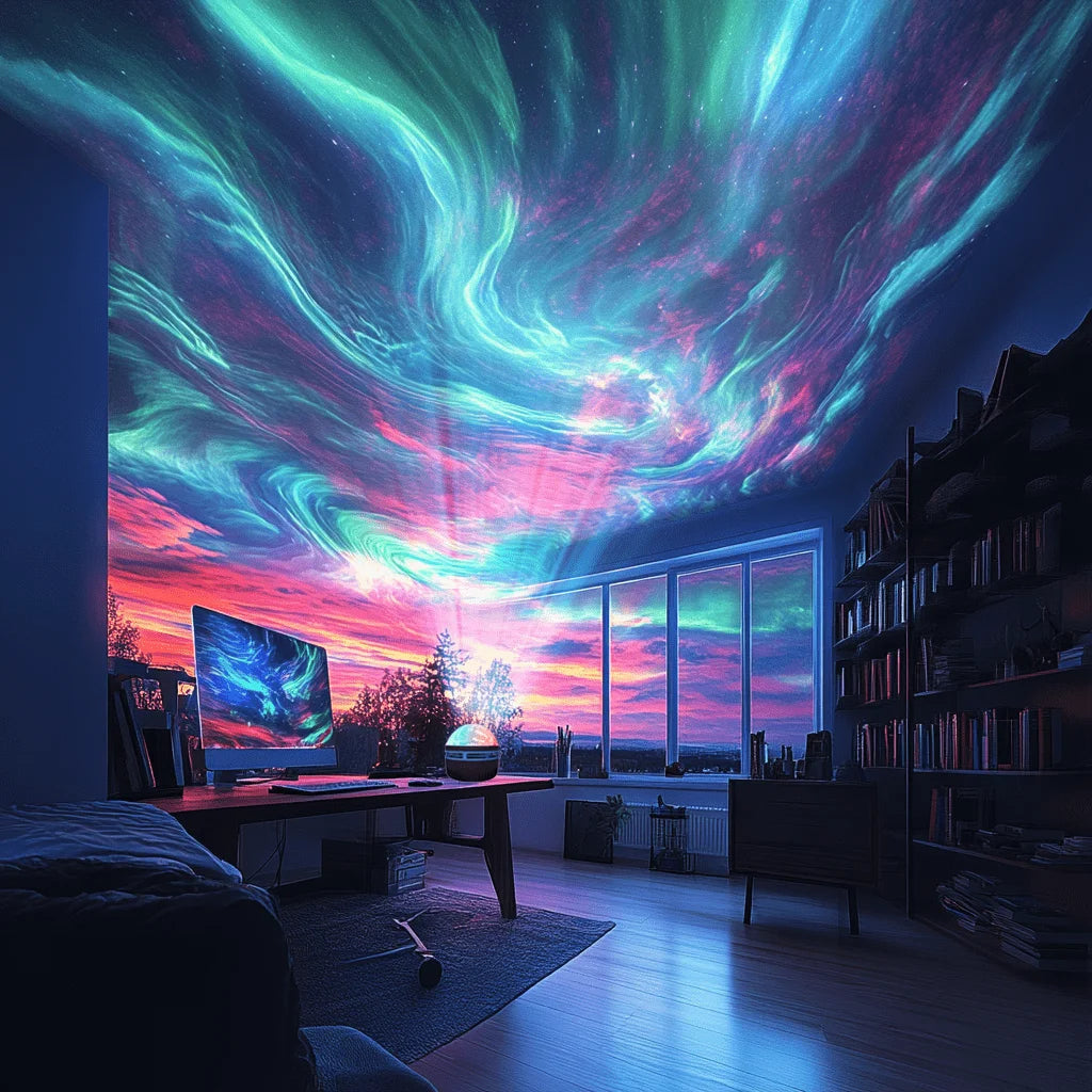 LED Night Light 7 Colors Starry Sky Projector Light Northern Aurora Ambient Light with Remote USB Auto Rotate for Bedroom Decor Quick Pick Grocers