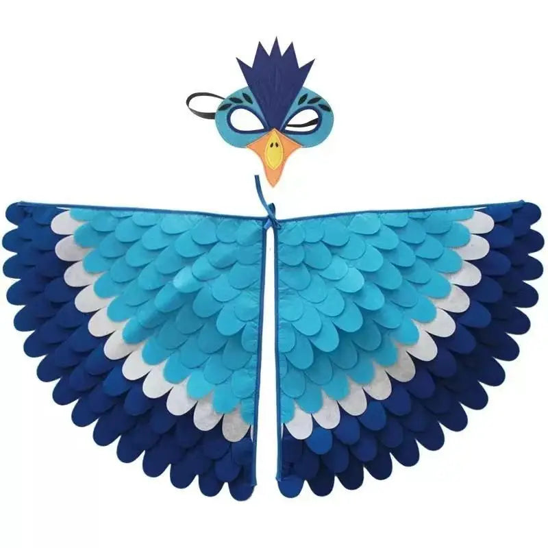 Bird Cosplay Costume Stage Performance Owl Peacock Wings Bird Felt Cape with Mask for Girls Boys Halloween Party Cloak Quick Pick Grocers