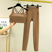 TRY TO BN Women's Tracksuit Yoga Sets Fitness Leggings Sports Bra Naked Sportwear Breathable Workout Two Pieces Suit Gym Clothes Quick Pick Grocers