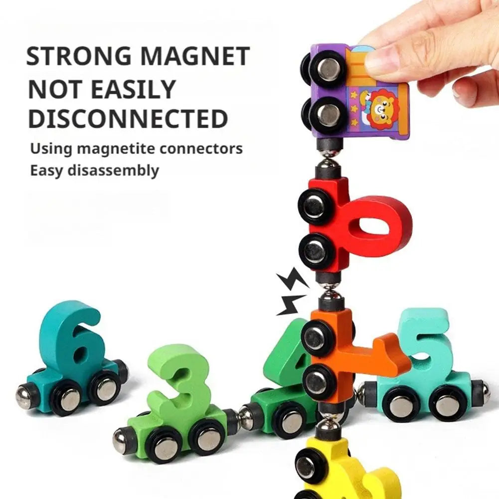 Wooden Number Digital Magnetic Train Toys Colorful Building Blocks Educational Hand-eye Coordination Magnetic Digital Train Quick Pick Grocers