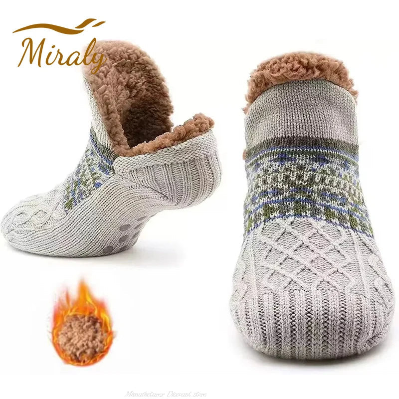 Super Warm Winter Non-slip Floor Socks Women Men Snow Socks Sleep Carpet Socks Slippers Socks Women Velvet Boot Unsiex Home Wear Quick Pick Grocers