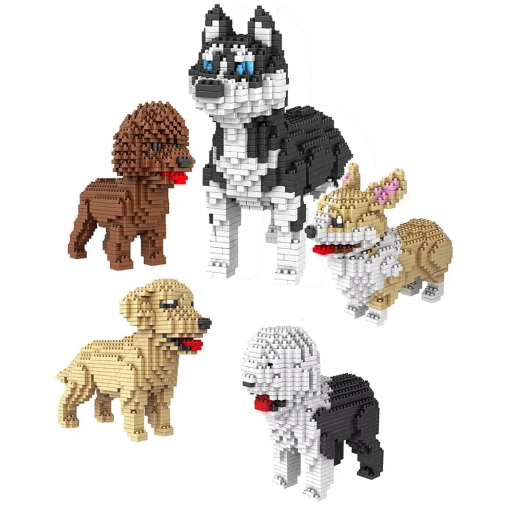 KNEW BUILT Dachshund Dog Model Mini Building Block Toy Set 9 Style for Pet Enthusiasts Teddy Hughes Corgi Collie Pet Style Brick Quick Pick Grocers