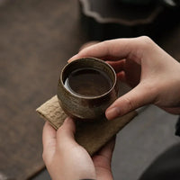 Japanese Handmade Rough Pottery Tea Cup Ceramic Kung Fu Tea Set Single Cup Antique Style Quiet Path Antique Craftsmanship Gift Quick Pick Grocers