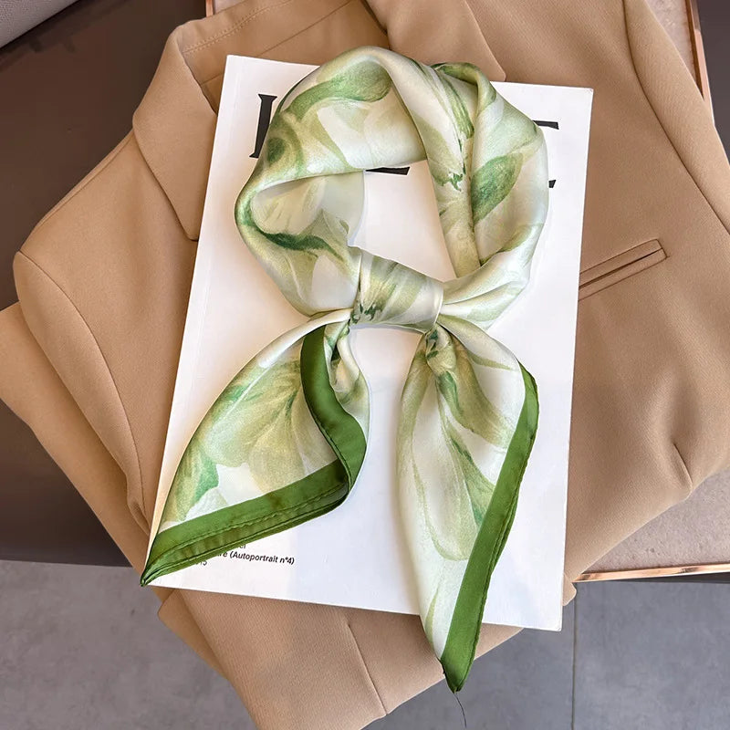 2025 New Fashion 70X70cmPrinted Women's Scarf Pashmina Silk Scarf Square Shawl Decorative Headband Neck Luxury Design Bandana Quick Pick Grocers