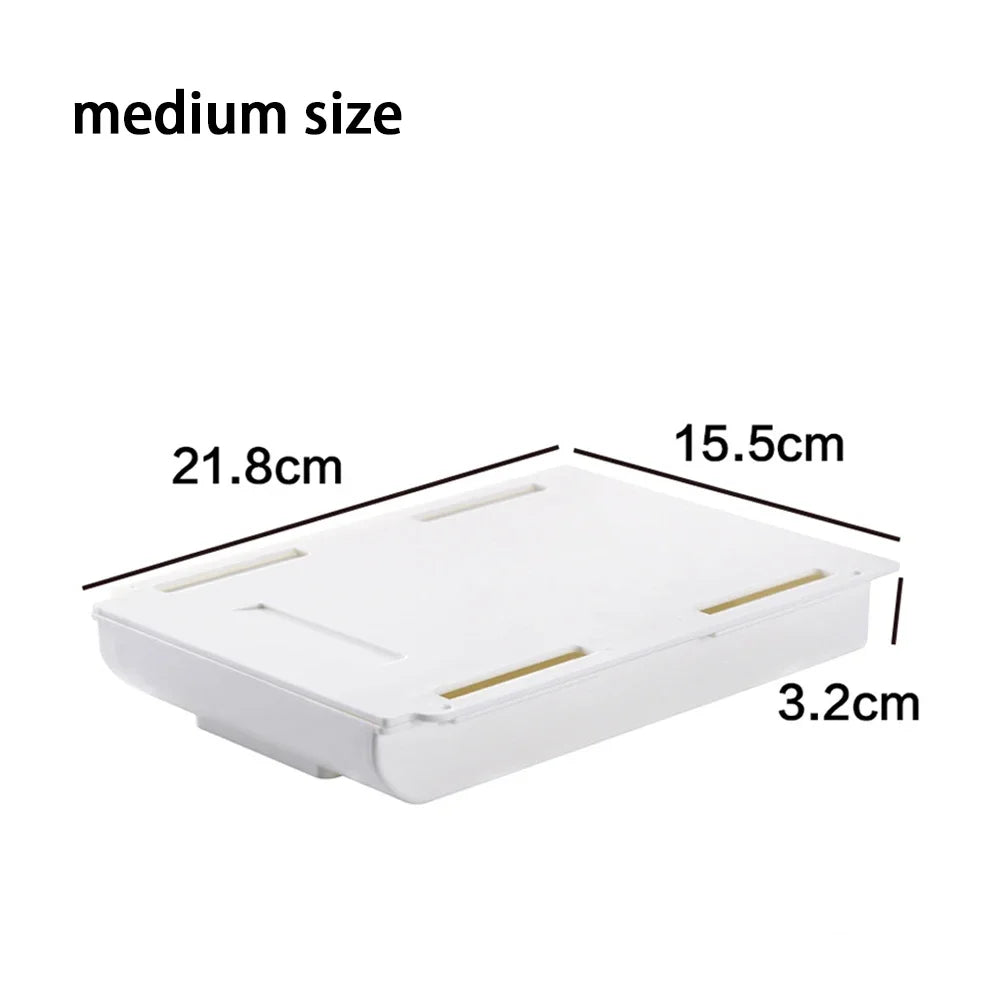 Hidden Storage Box Desk Storage Drawer Self-Adhesive Plastic Table Storage Holder Simple Sundries Cosmetics Stationery Organizer Quick Pick Grocers