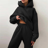 Women's Tracksuit Suit Autumn Fashion Warm Hoodie Sweatshirts Two Pieces Oversized Solid Casual Hoody Pullovers Long Pant Sets Quick Pick Grocers